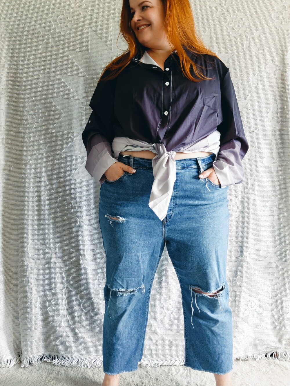 Levi's Plus Size Ribcage Straight Leg Ankle Jeans | Distressed Raw Hem | 20W